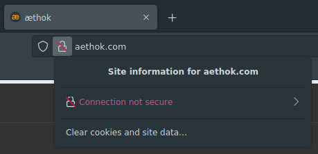 Connection not secure message in Firefox